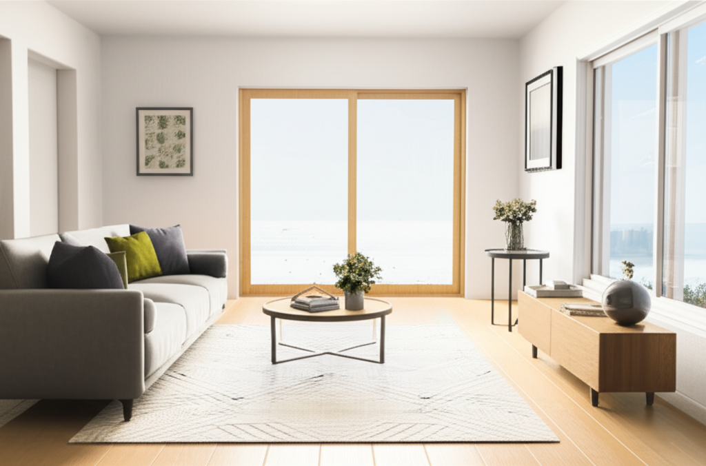 Clean, bright UK home interior showcasing professional cleaning results